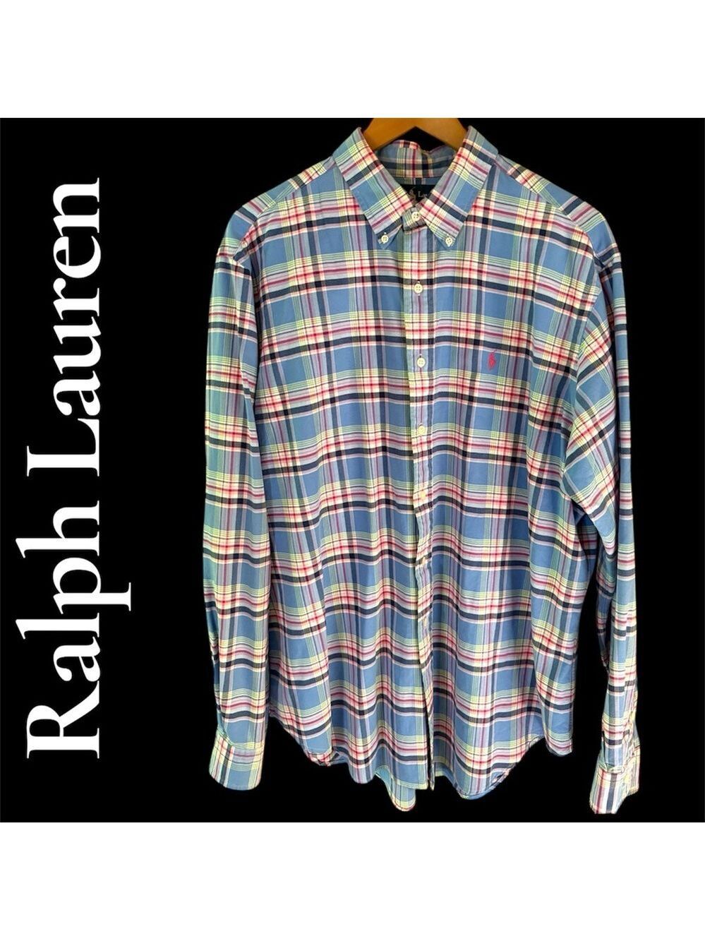 Ralph Lauren Blue/Pink Plaid Button-Down Shirt w/Green accents. Pink Pony. EUC!